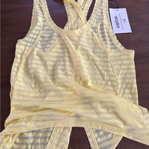 Yellow Striped Racerback Tank Top